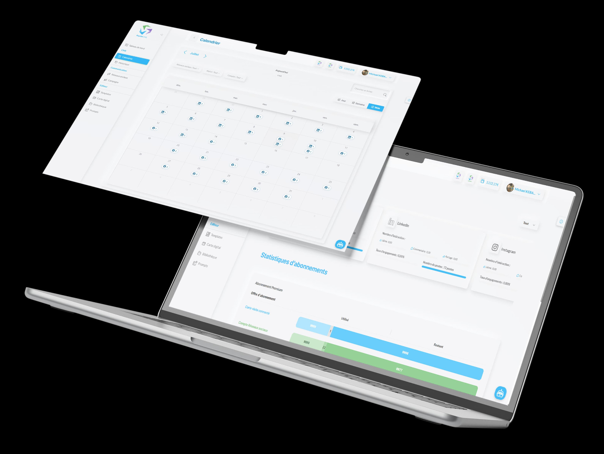 RapidoCMS — le calendrier de publication et les statistiques par réseau